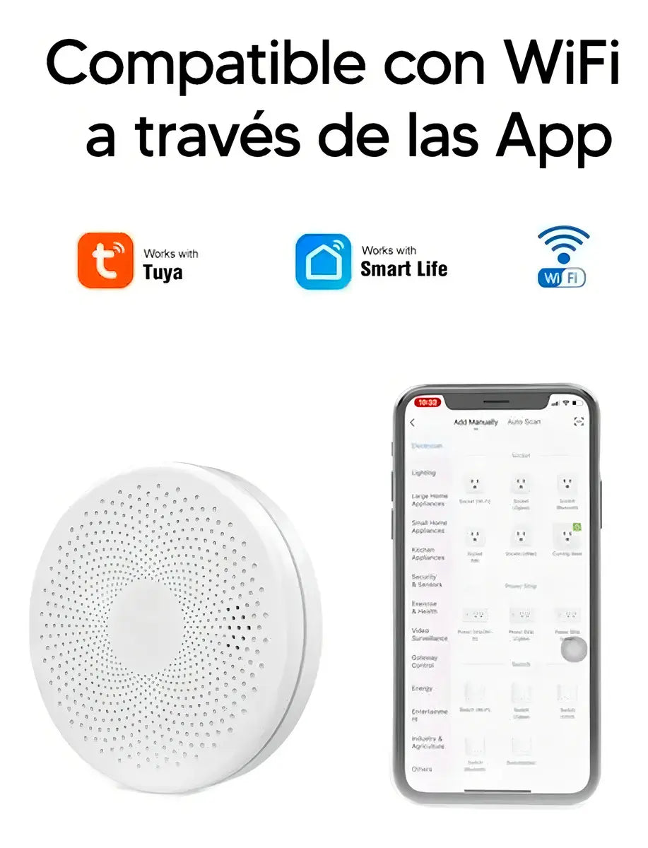 Sensor Tuya CS01W Detector de Humo y CO WiFi 85dB