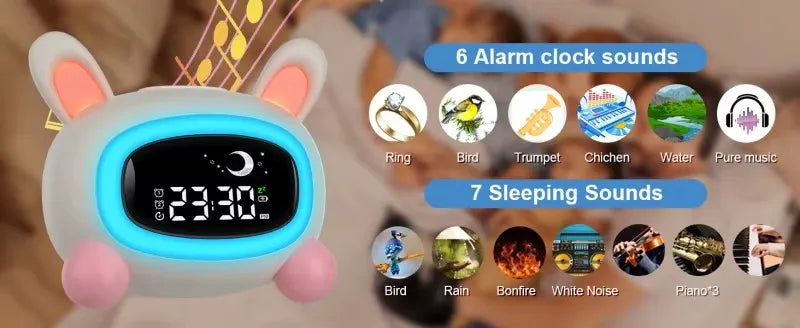 Reloj Despertador Digital Infantil Oso Marrón con Luz Nocturna y Sonidos USB-C