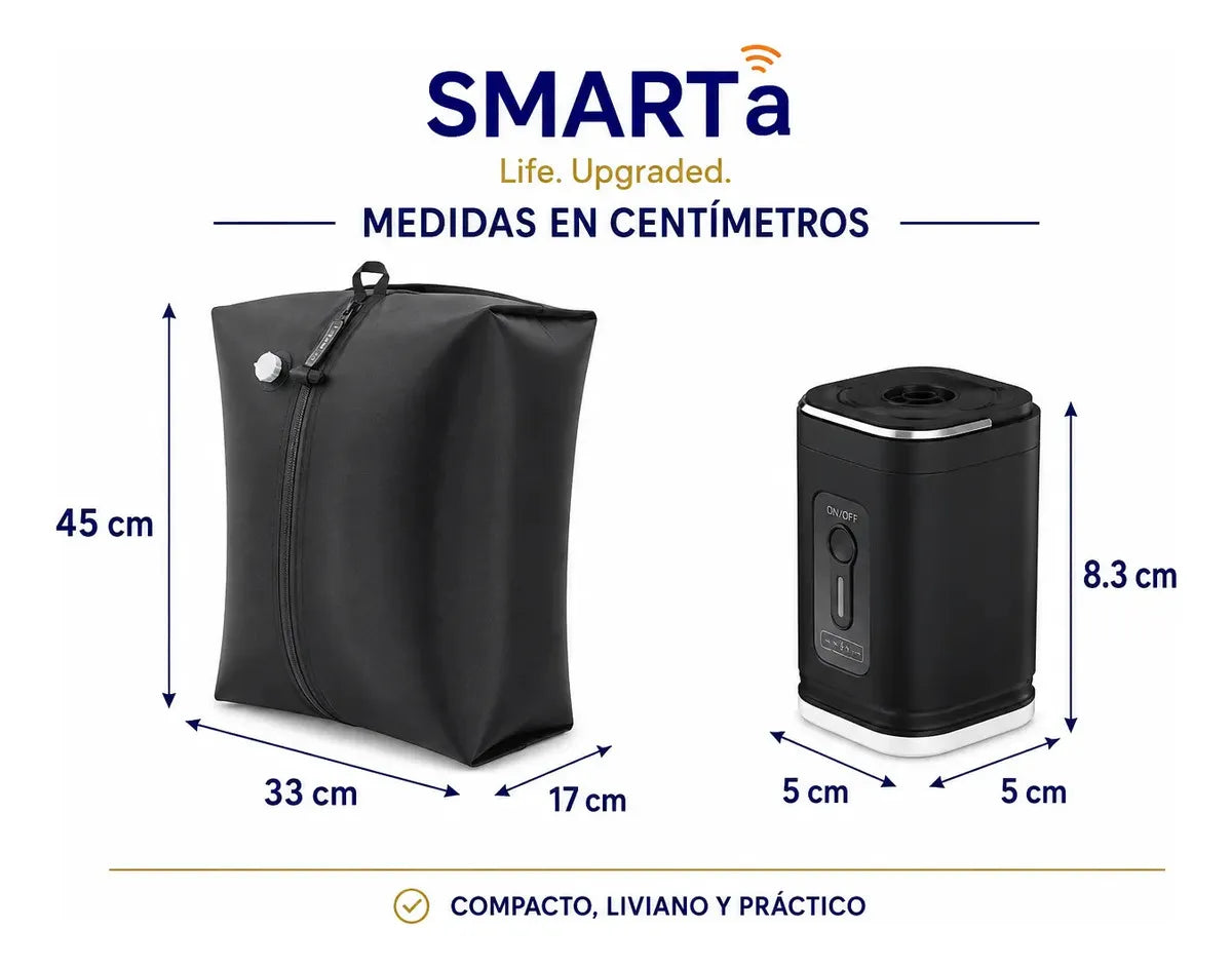 Set 2 Bolsas De Compresión Para Viaje 28L + Bomba Recargable