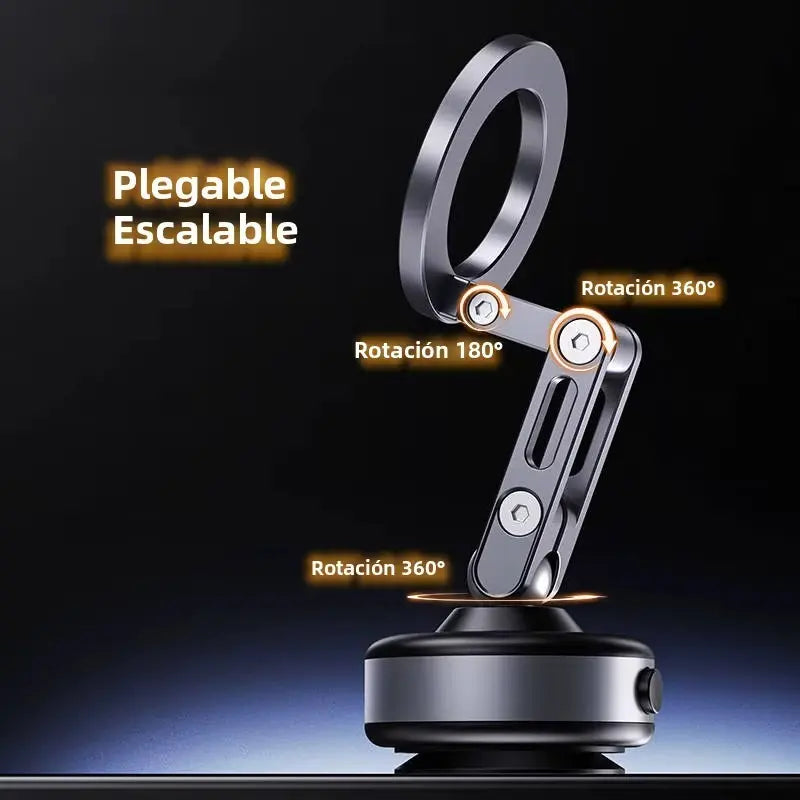Soporte Celular Magnético De Aluminio Con Succión Automática Negro