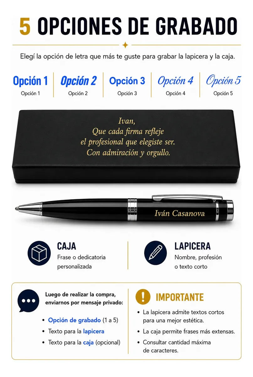 Lapicera roller personalizada · Negra