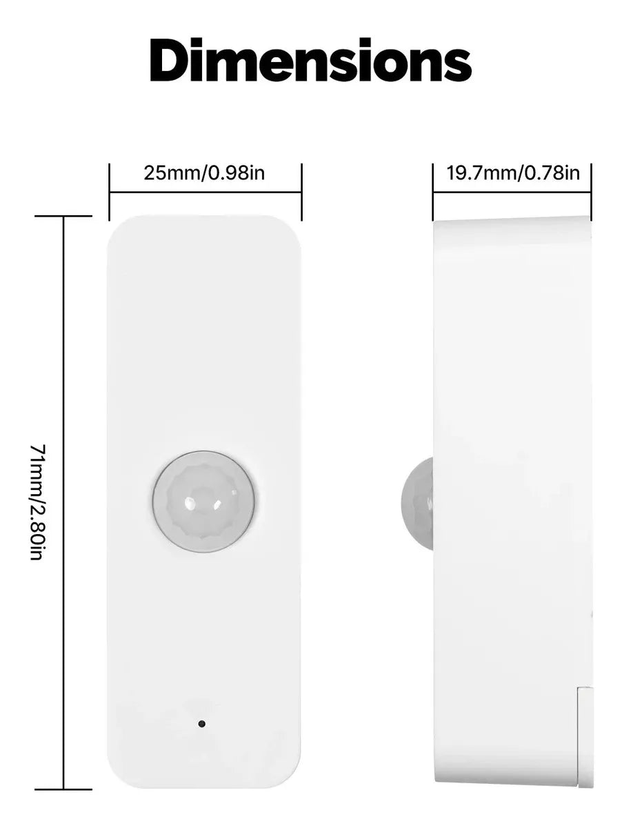 Sensor de Movimiento Inalámbrico PIR WiFi Compatible Tuya/Smart Life Blanco