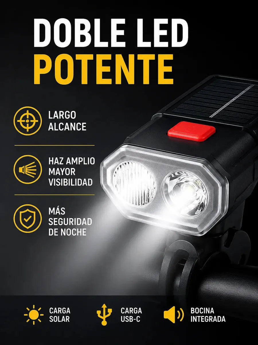 Luz Bicicleta SMARTa Solar USB-C con Bocina 140 dB - Rojo