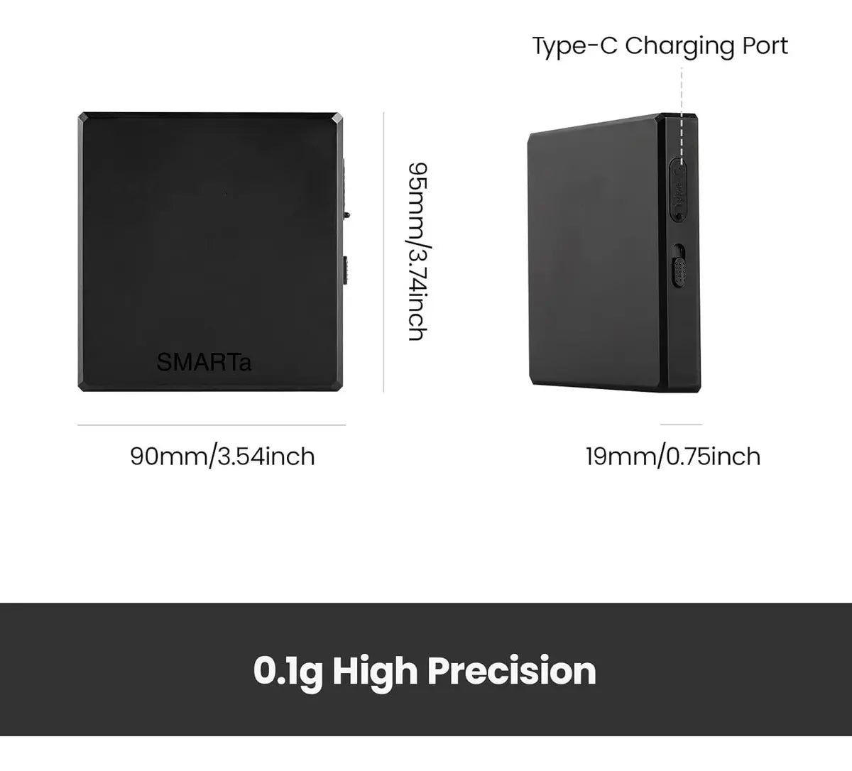 Balanza Digital Barista Recargable Usb-c Alta Precisión Negro 2 Kg