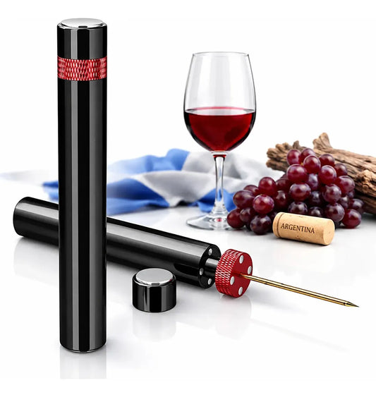 Sacacorchos Pocket Magnético Rojo - Aguja a Presión de Aire para Vinos