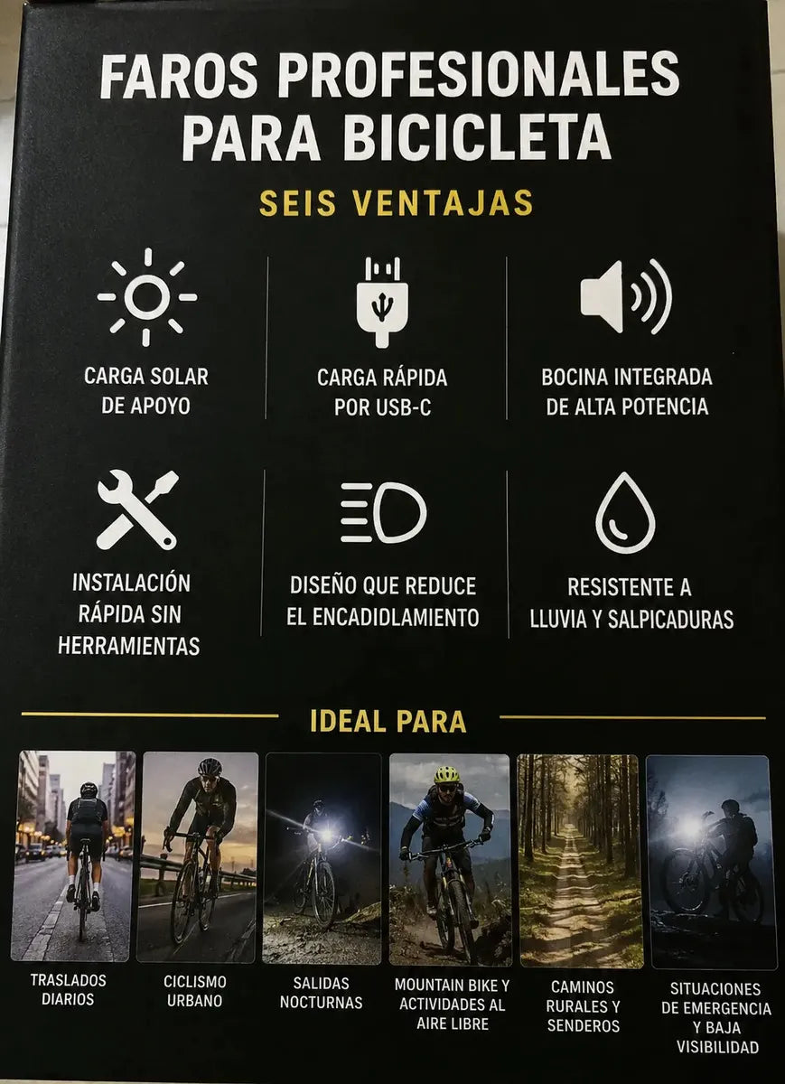 Luz Bicicleta SMARTa Solar USB-C con Bocina 140 dB - Rojo