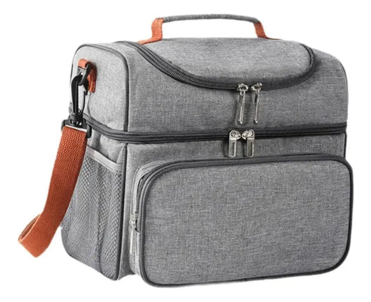 Bolso Lunchera Térmico Doble 12L Vianda Portátil Oxford