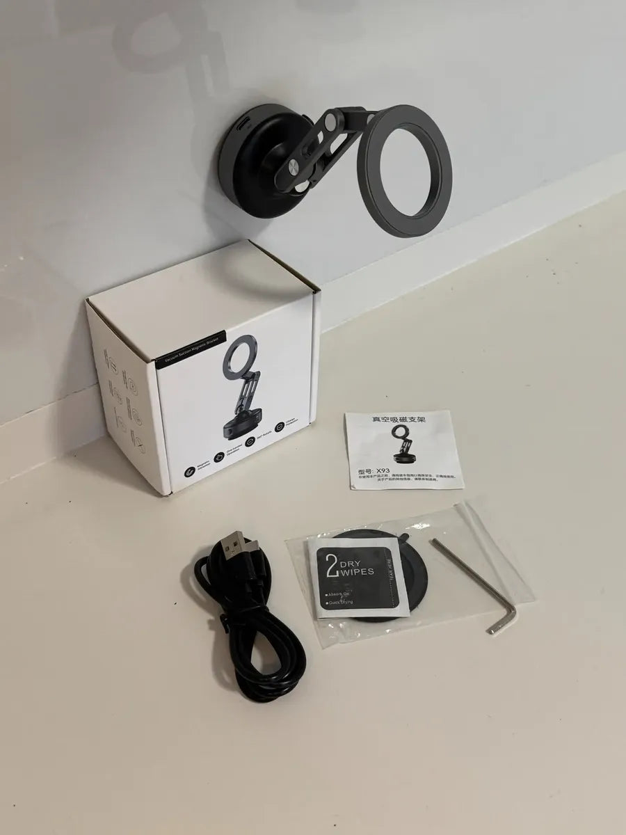 Soporte Celular Magnético De Aluminio Con Succión Automática Negro