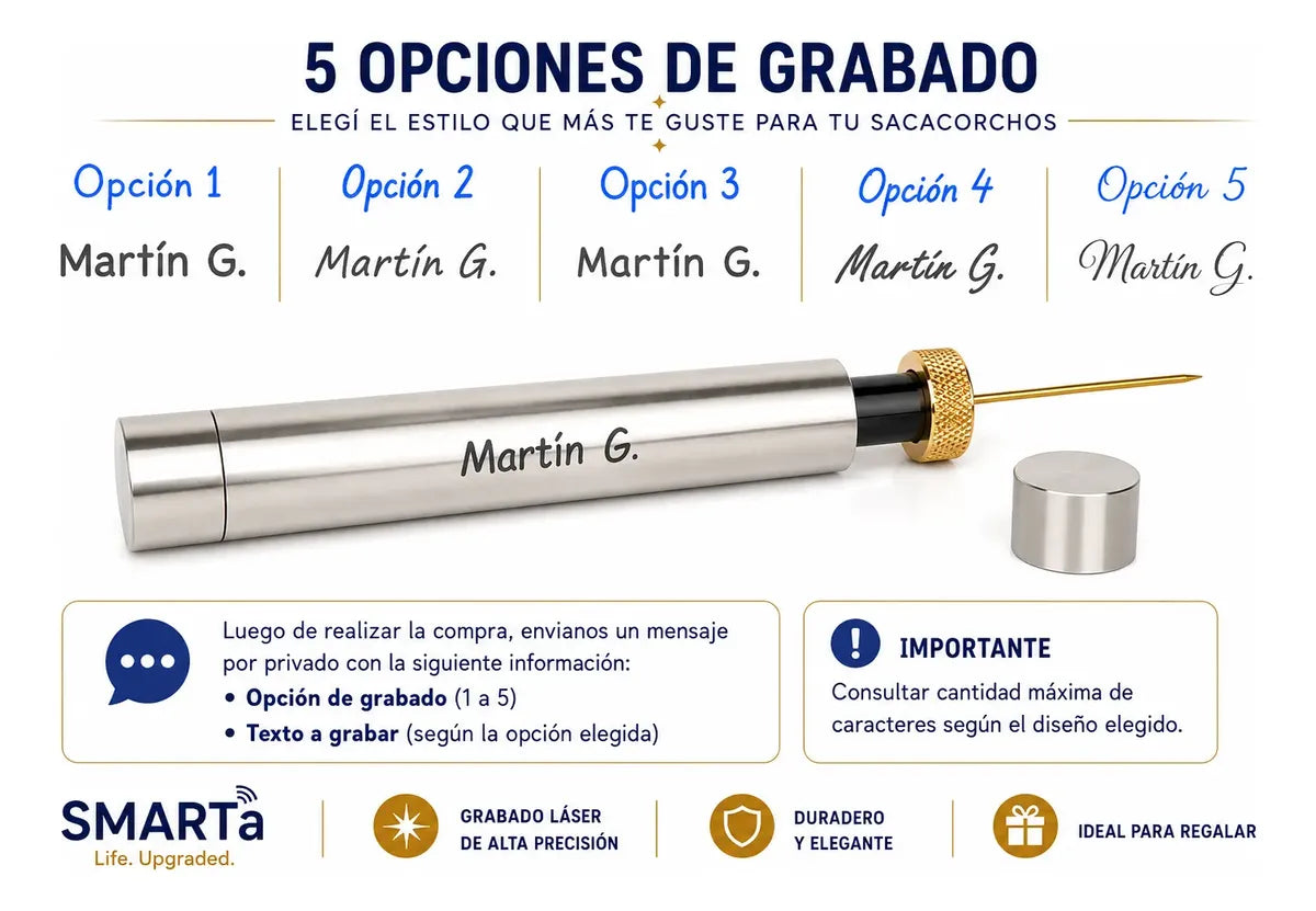 Sacacorchos aguja a presión, Metálico Premium Personalizado