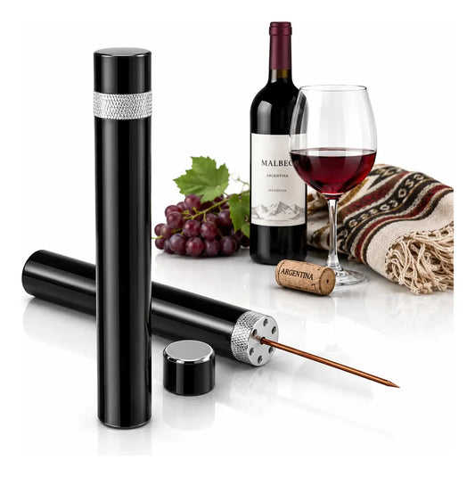 Sacacorchos Neumático Plateado - Aguja a Presión de Aire para Vinos