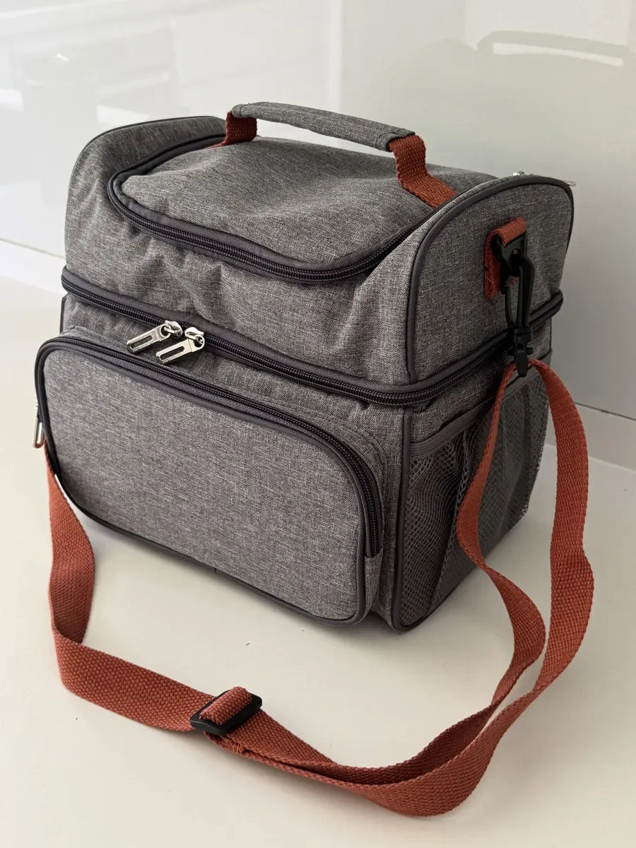 Bolso Lunchera Térmico Doble 12L Vianda Portátil Oxford