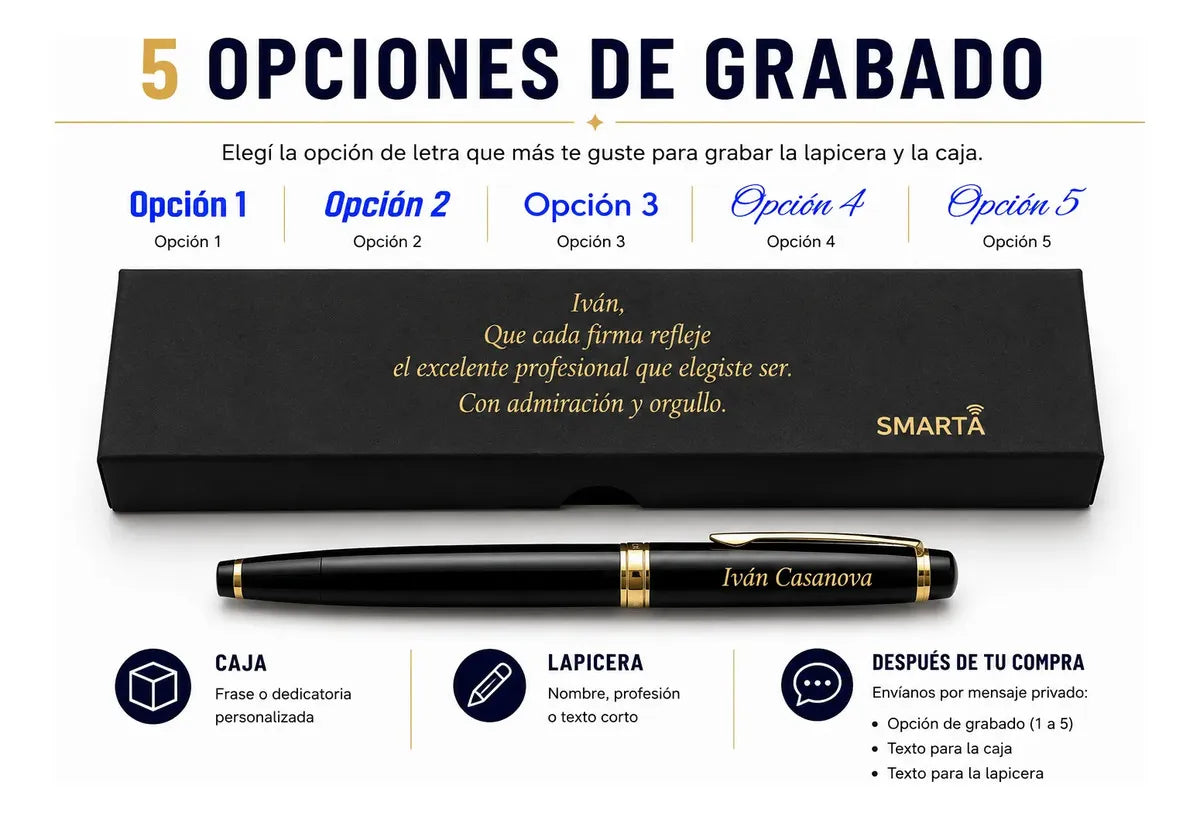 Pluma fuente personalizada · Negro y azul
