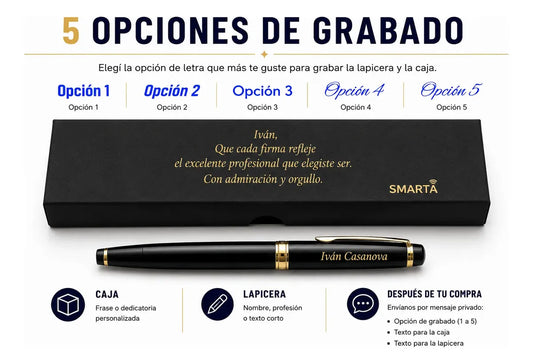 Pluma fuente personalizada · Negro y azul