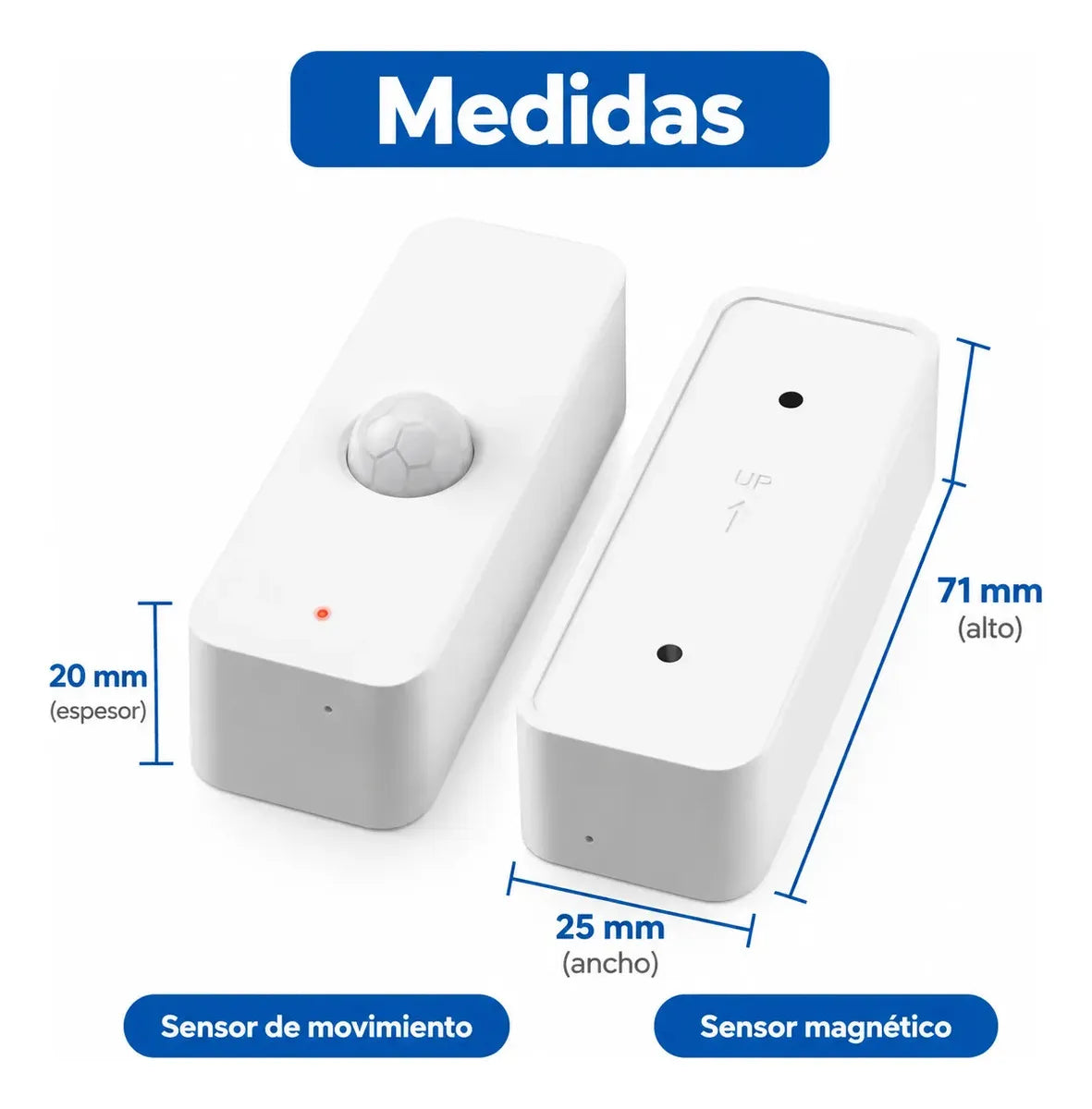 Sensor de Movimiento Inalámbrico PIR WiFi Compatible Tuya/Smart Life Blanco