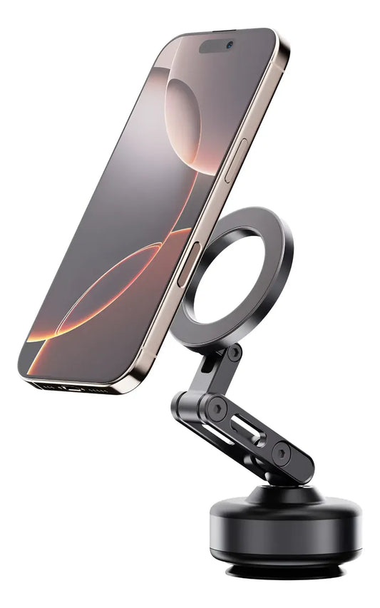 Soporte Celular Magnético De Aluminio Con Succión Automática Negro