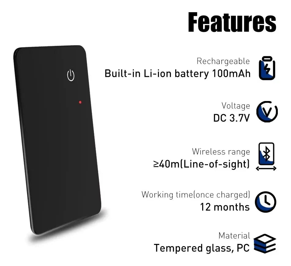 Smart Tag Tarjeta Ultra Delgada Recargable Inalámbrica Para iPhone
