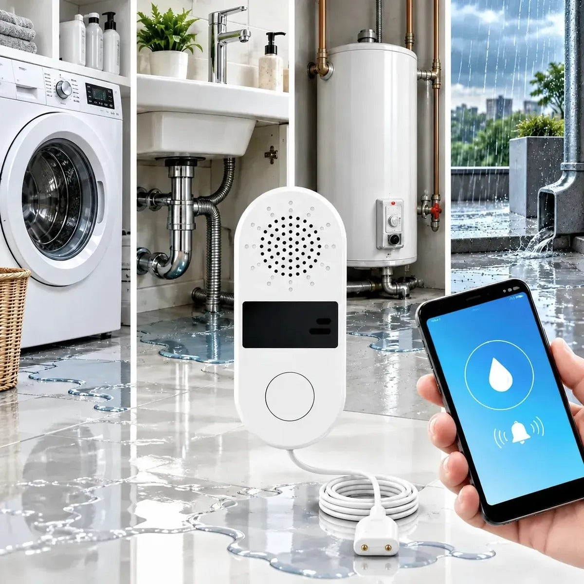 Sensor De Agua Por Contacto Fugas Derrames WiFi Alarma