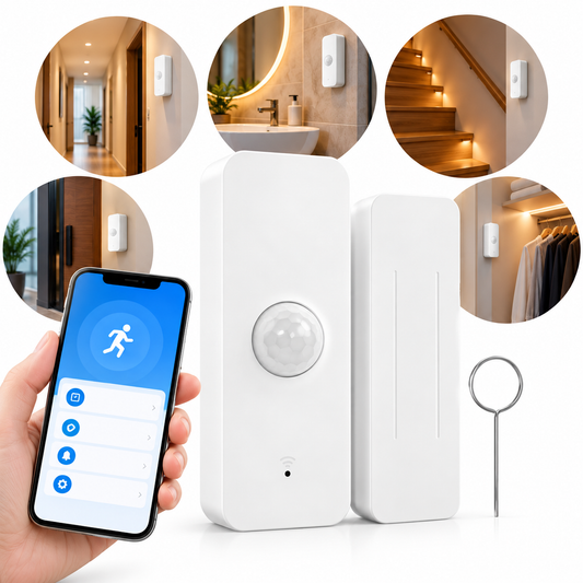 Sensor de Movimiento Inalámbrico PIR WiFi Compatible Tuya/Smart Life Blanco