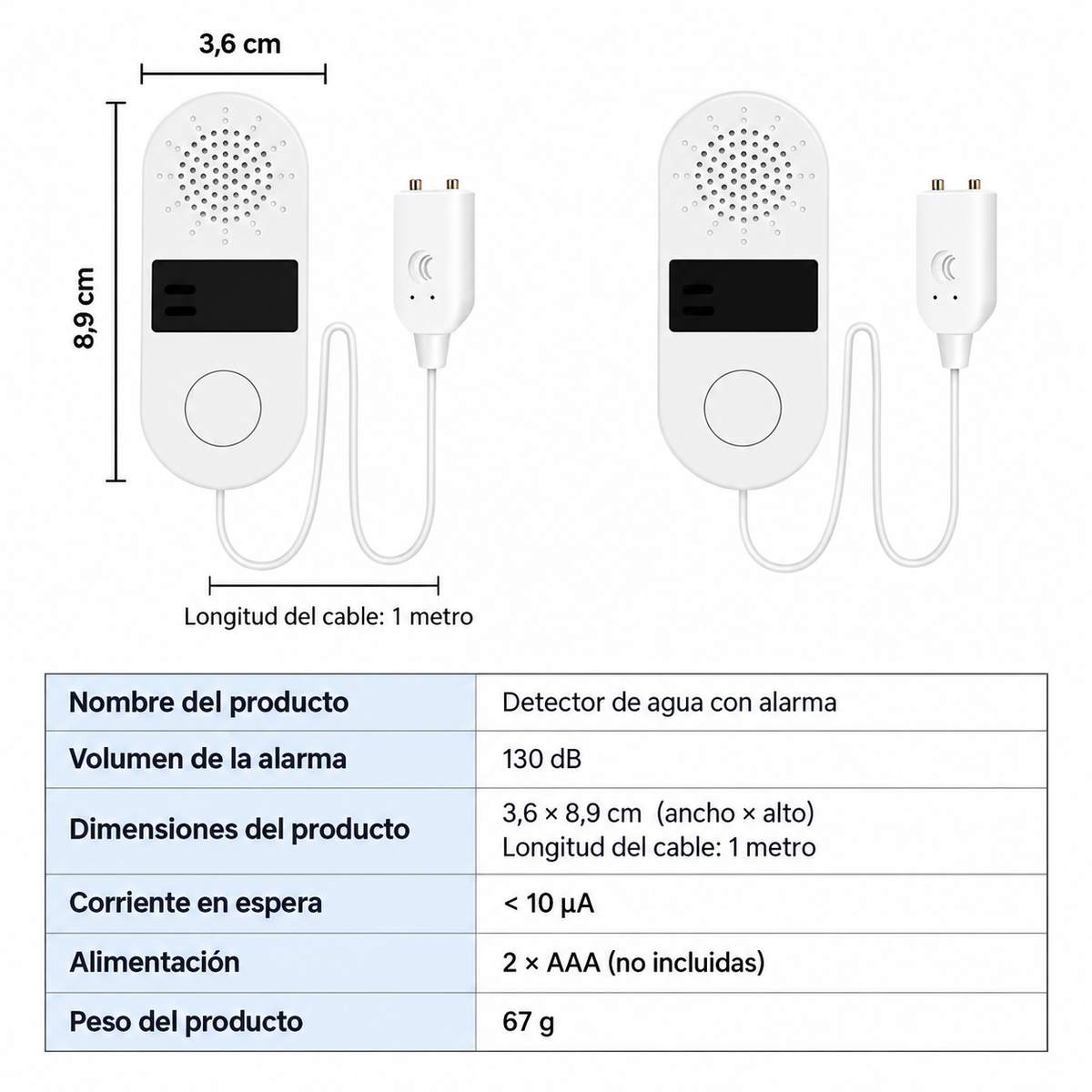 Sensor De Agua Por Contacto Fugas Derrames WiFi Alarma