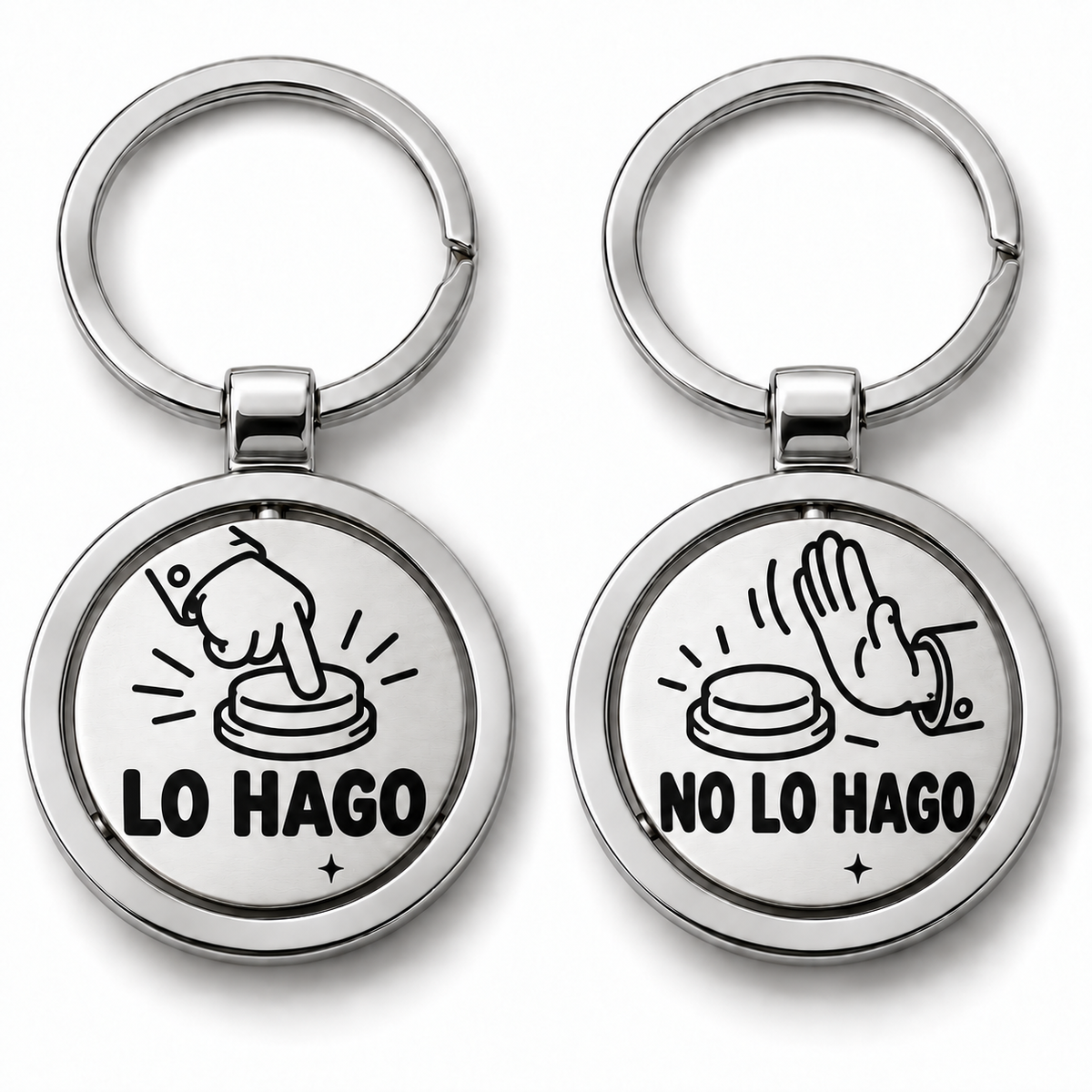 Llavero Spinner Giratorio De Decisiones Doble Cara Con Humor