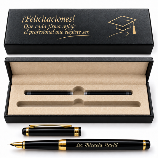 Pluma fuente personalizada · Negro y azul