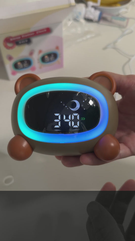 Reloj Despertador Infantil Gato Beige - Luz de Noche y Rutinas de Sueño