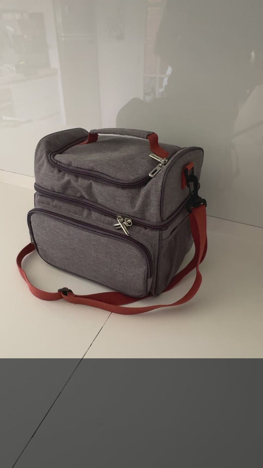 Bolso Lunchera Térmico Doble 12L Vianda Portátil Oxford