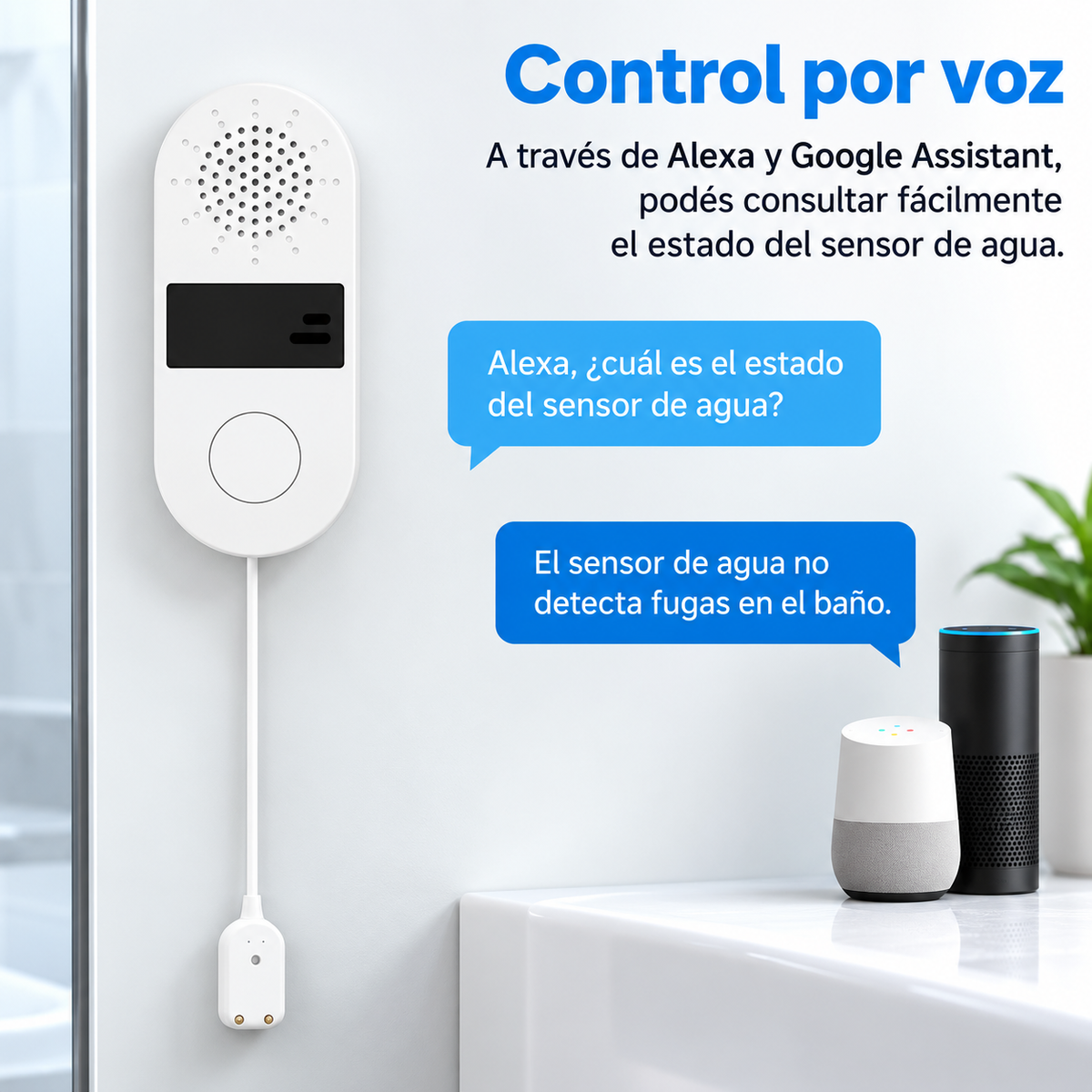 Sensor De Agua Por Contacto Fugas Derrames WiFi Alarma